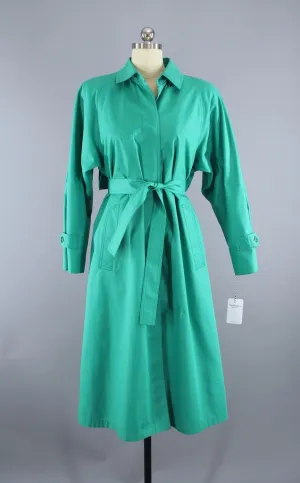 1980s Vintage London Fog Trench Coat / Shamrock Green