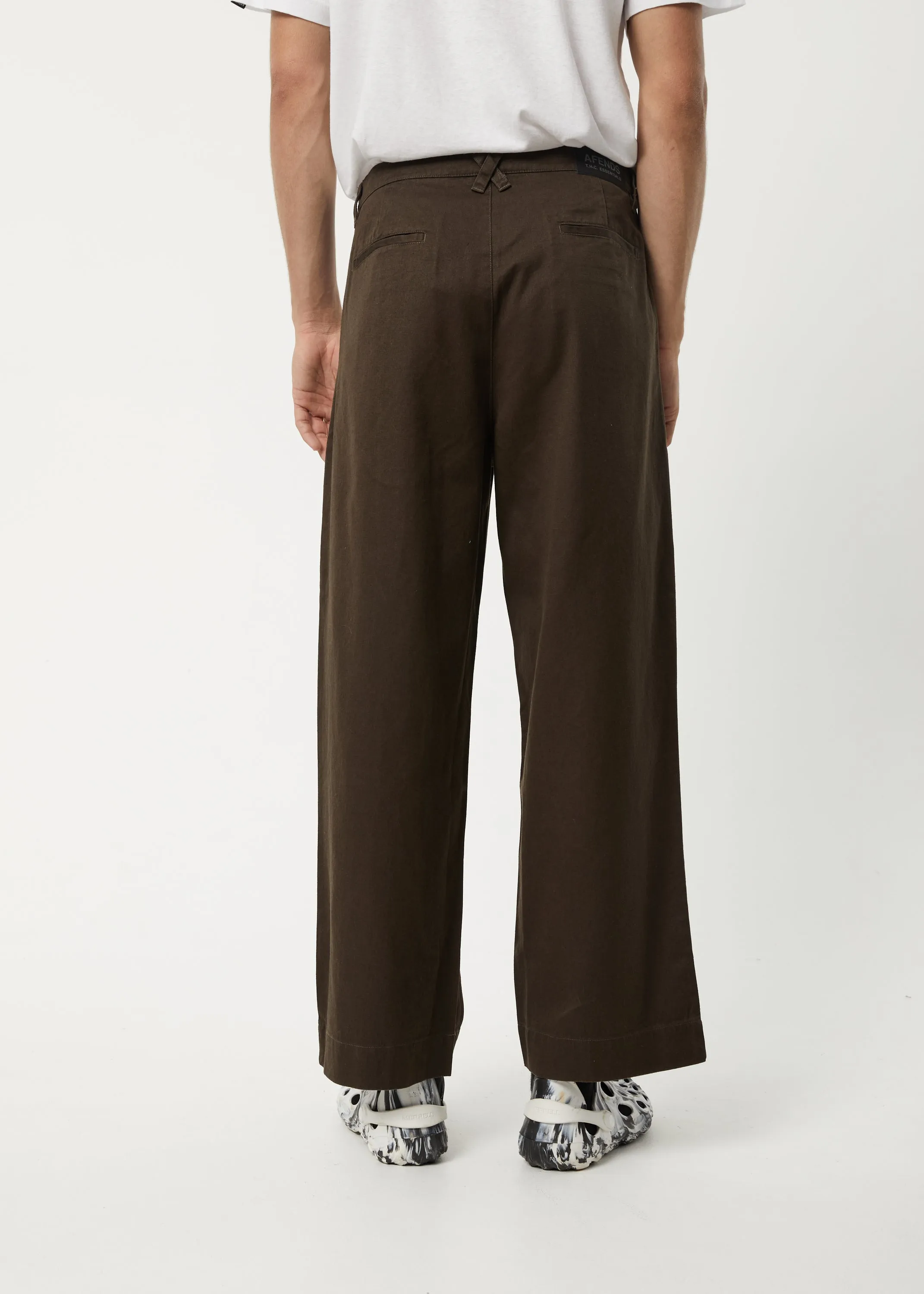 Afends Mens Fat Cat - Hemp Wide Leg Suit Pants - Coffee