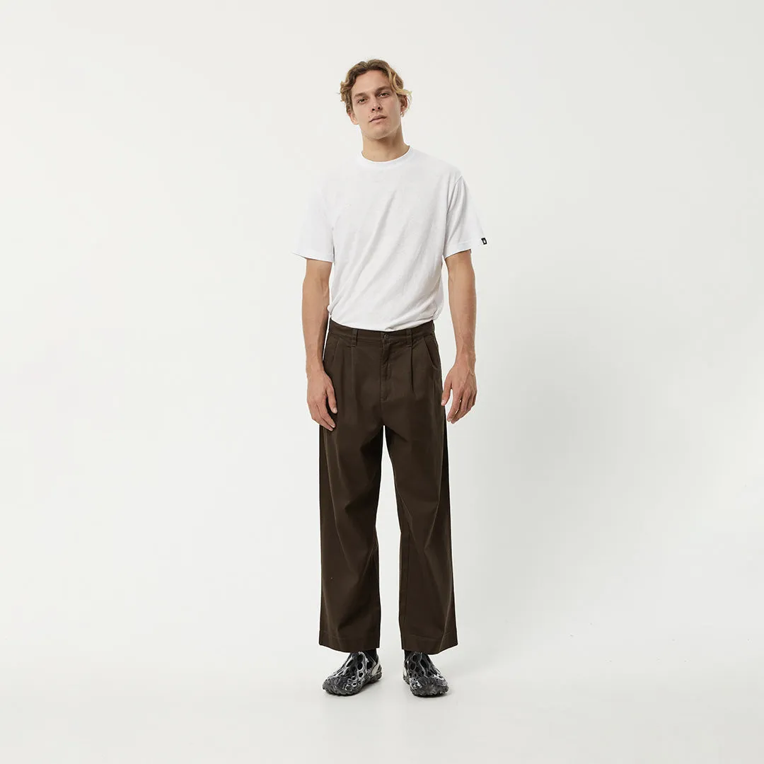 Afends Mens Fat Cat - Hemp Wide Leg Suit Pants - Coffee