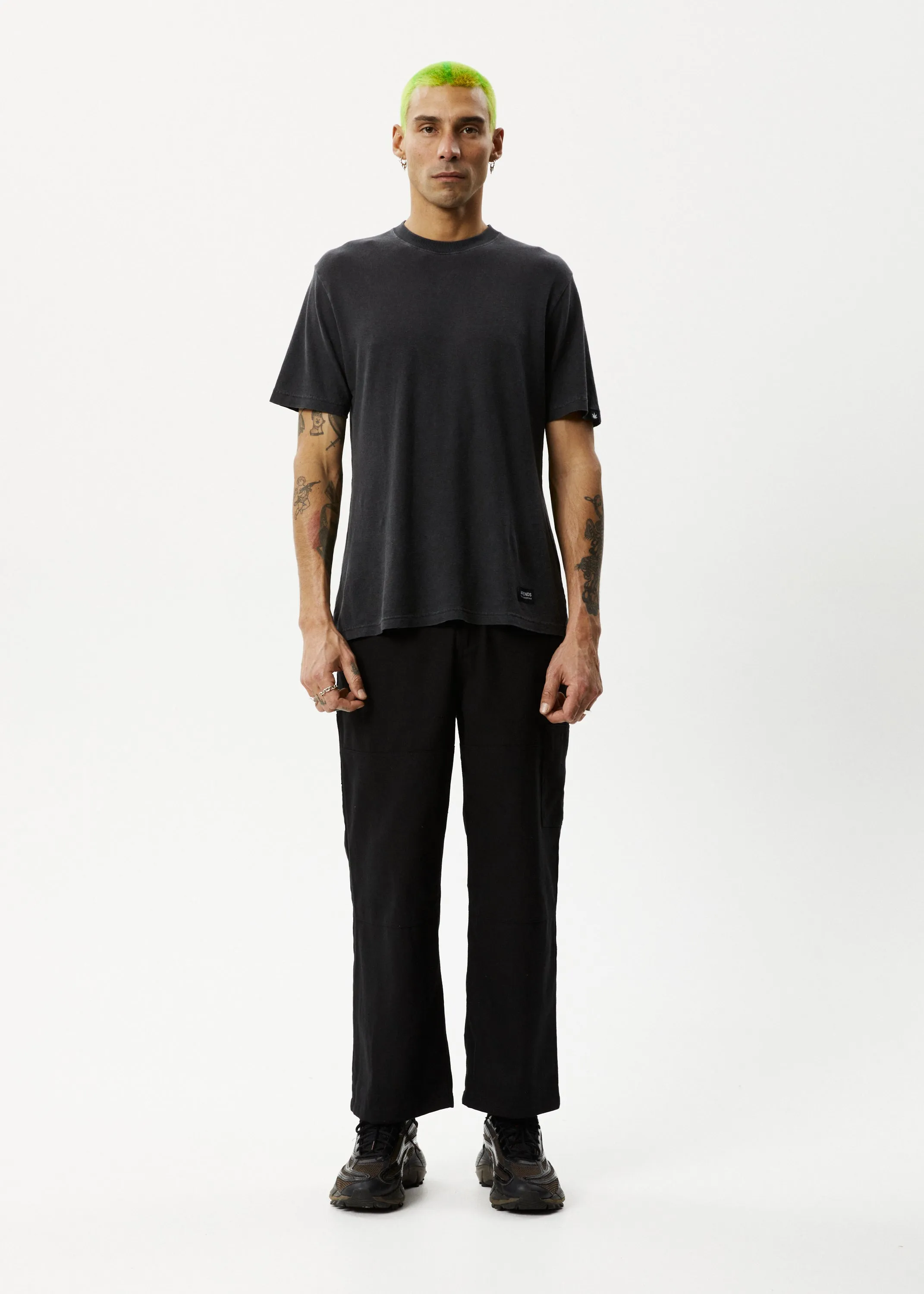 AFENDS Mens Richmond - Baggy Carpenter Pants - Black