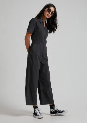 Afends Womens Cora - Hemp Boilersuit - Raven