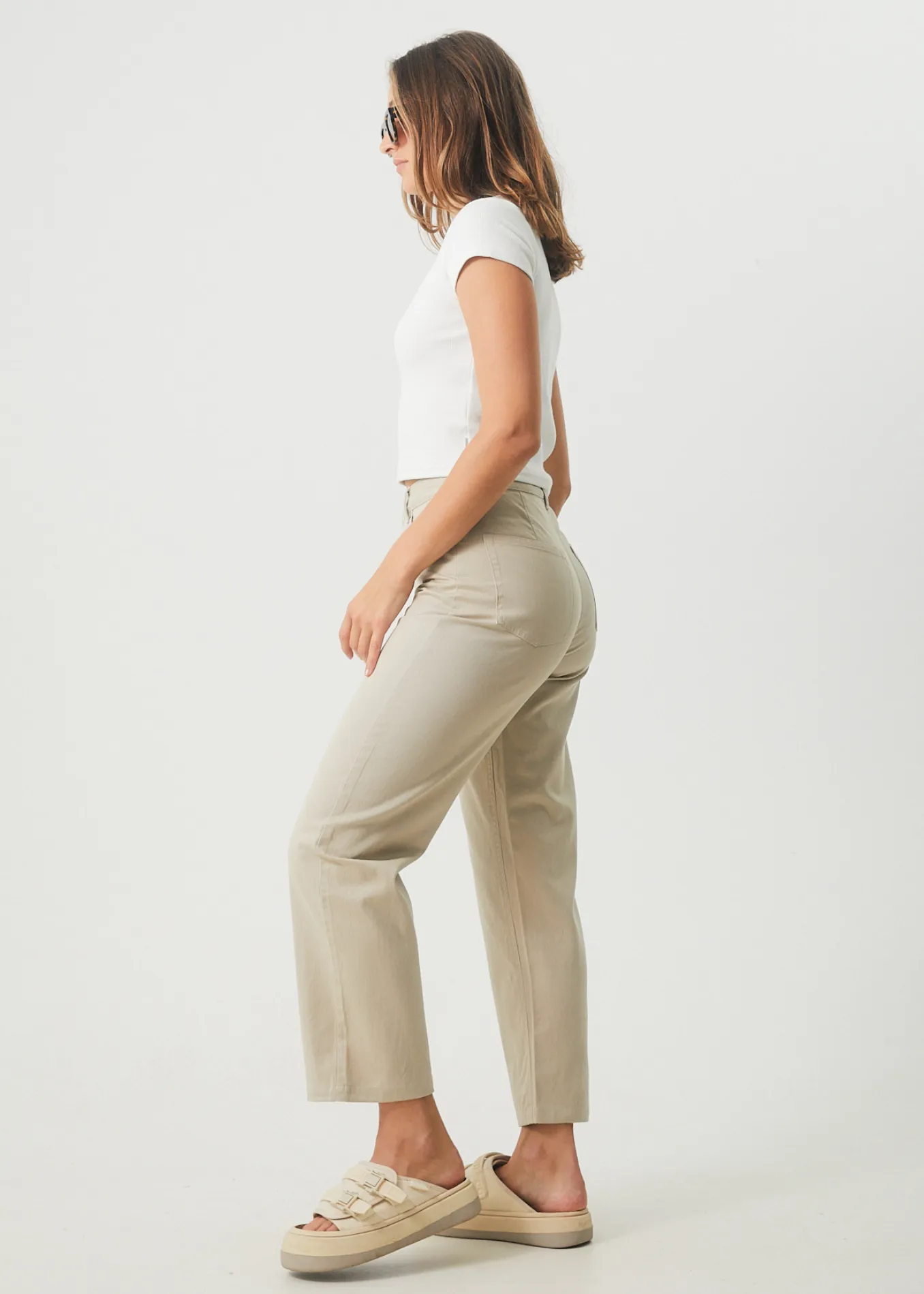 AFENDS Womens Shelby - Twill Wide Leg Pants - Cement