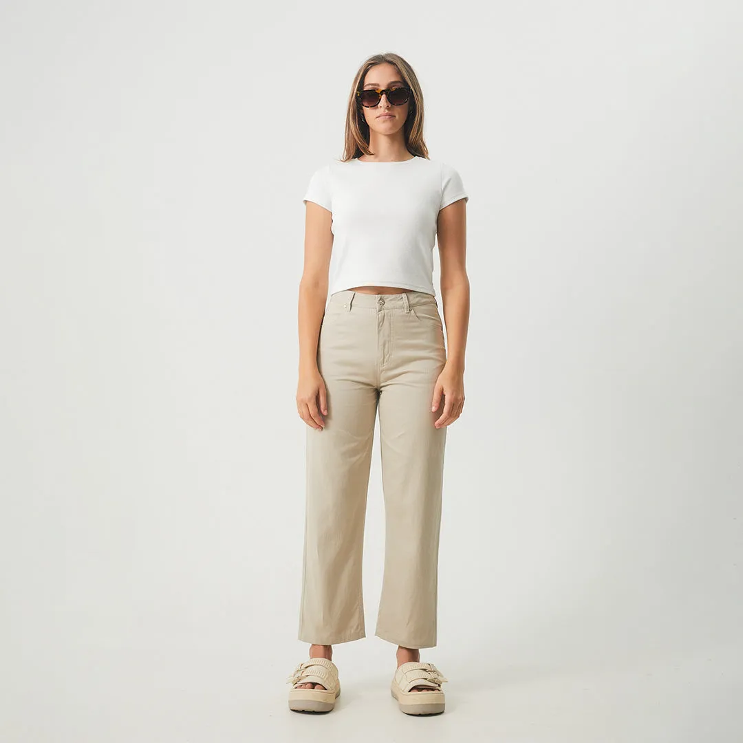 AFENDS Womens Shelby - Twill Wide Leg Pants - Cement