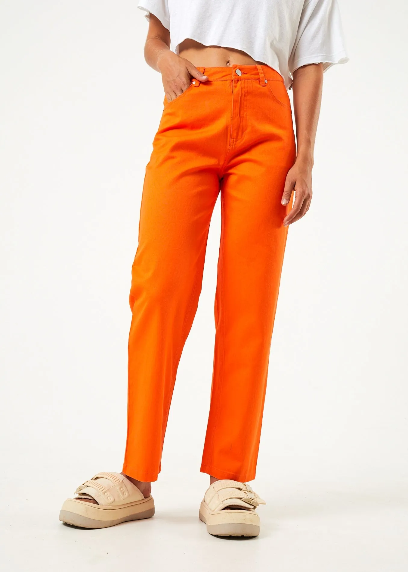 AFENDS Womens Shelby - Wide Leg Pants - Orange