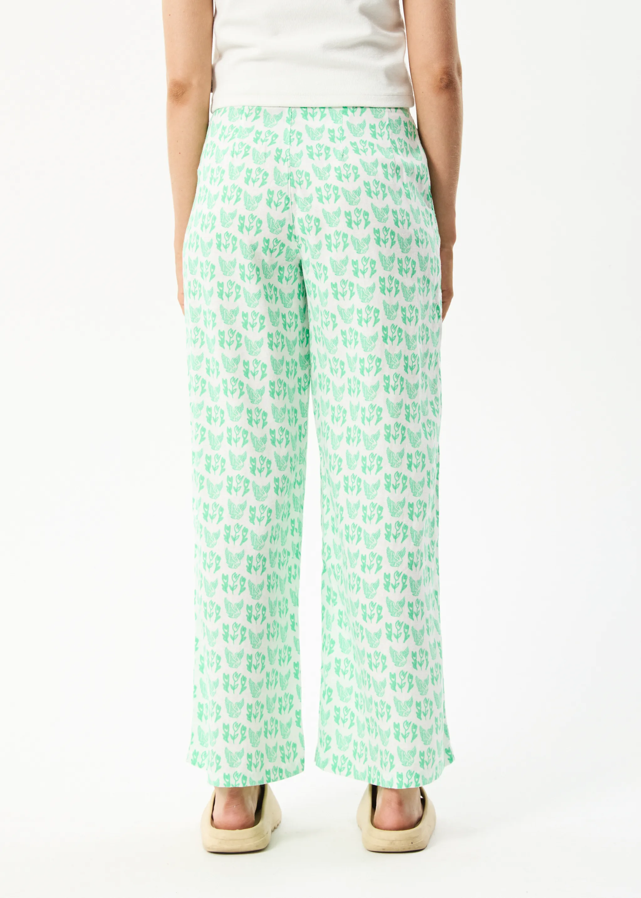 AFENDS Womens Swan Sienna - Wide Leg Pants - Lime Green