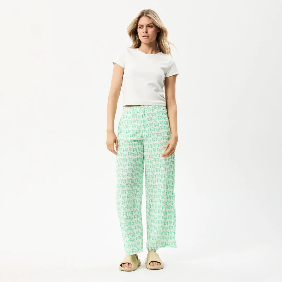 AFENDS Womens Swan Sienna - Wide Leg Pants - Lime Green