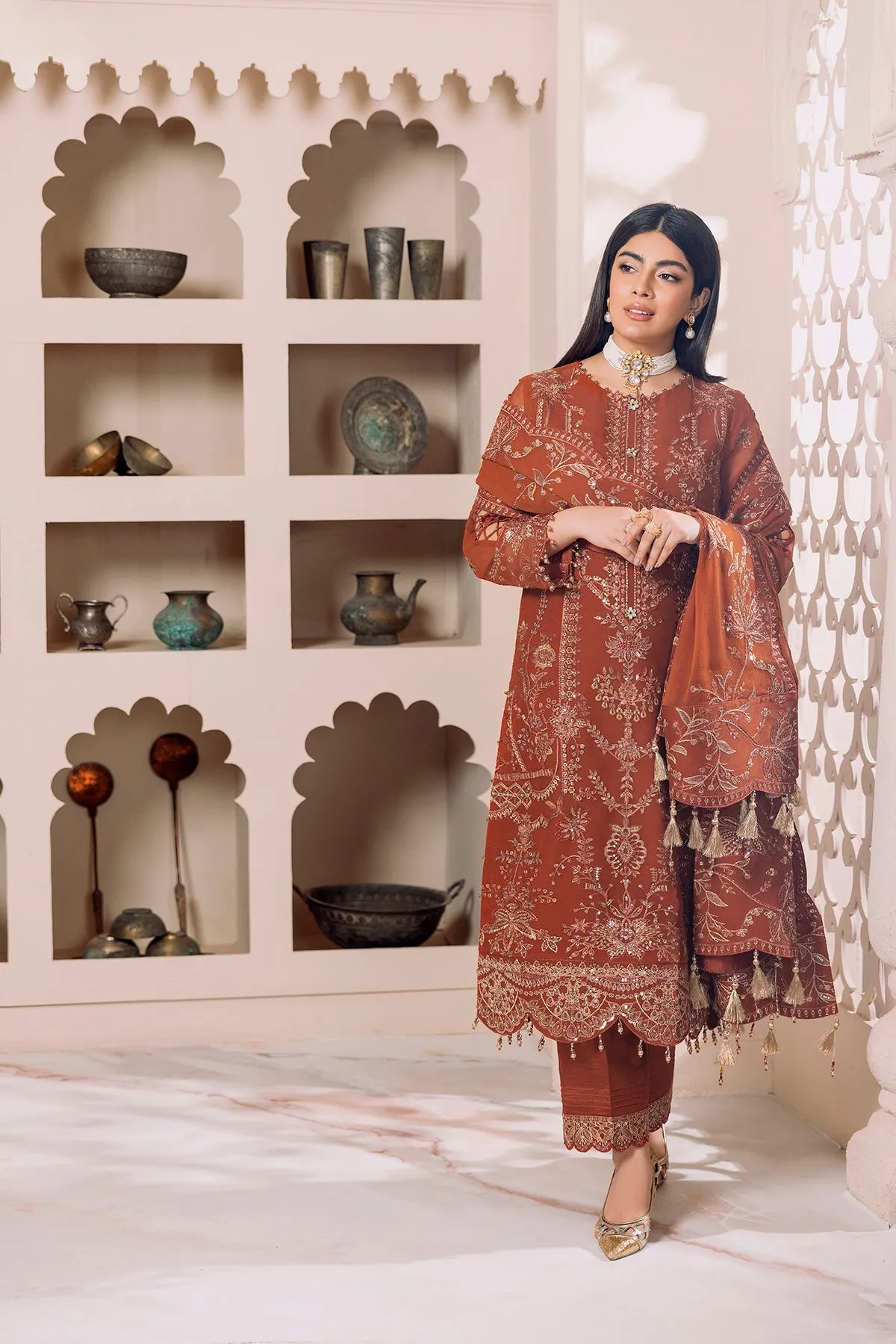 Alizeh Dua Luxury Formals – V01D02A- LYRA ( RUST )