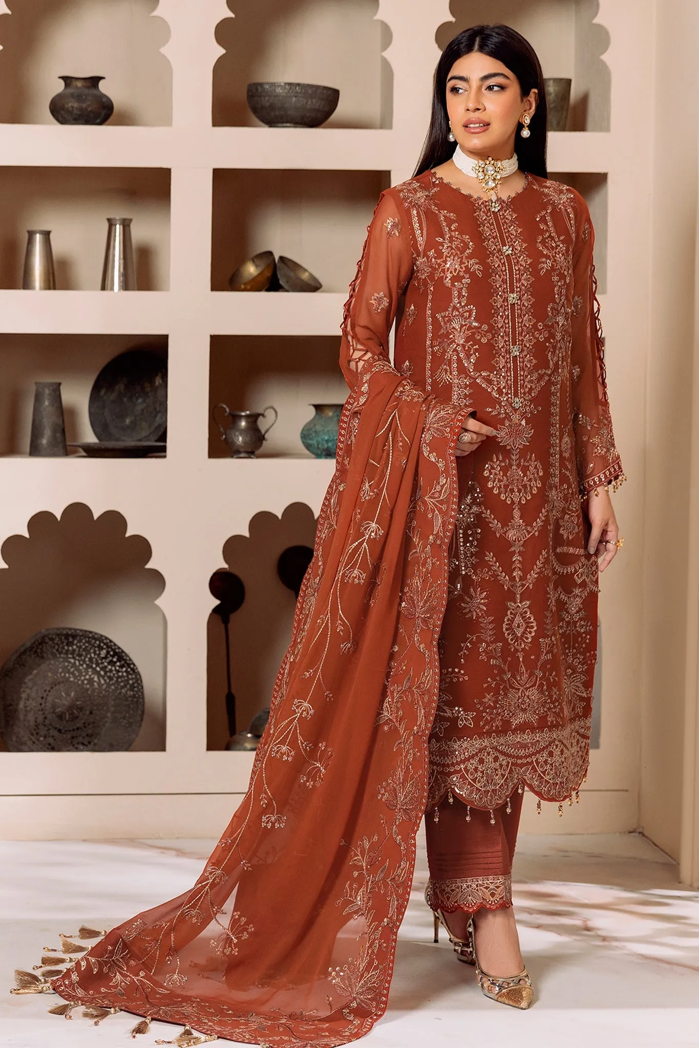 Alizeh Dua Luxury Formals – V01D02A- LYRA ( RUST )