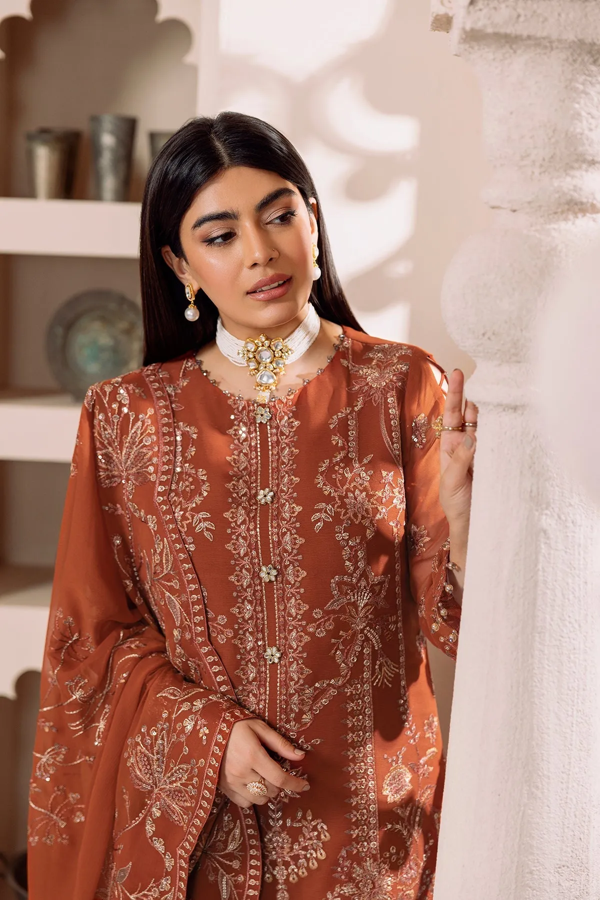 Alizeh Dua Luxury Formals – V01D02A- LYRA ( RUST )