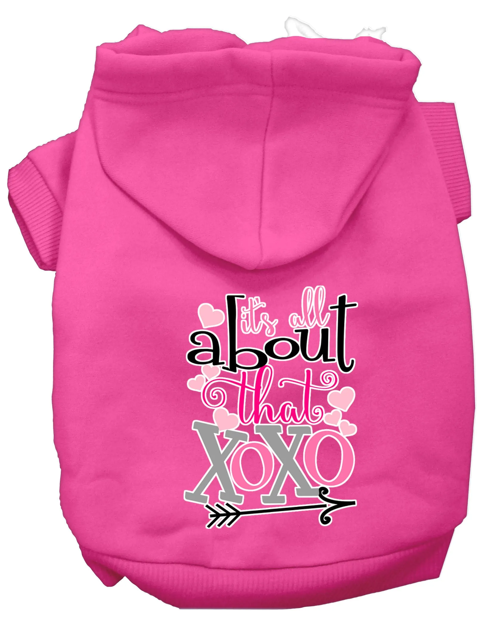 All About That Xoxo Screen Print Dog Hoodie Bright Pink S