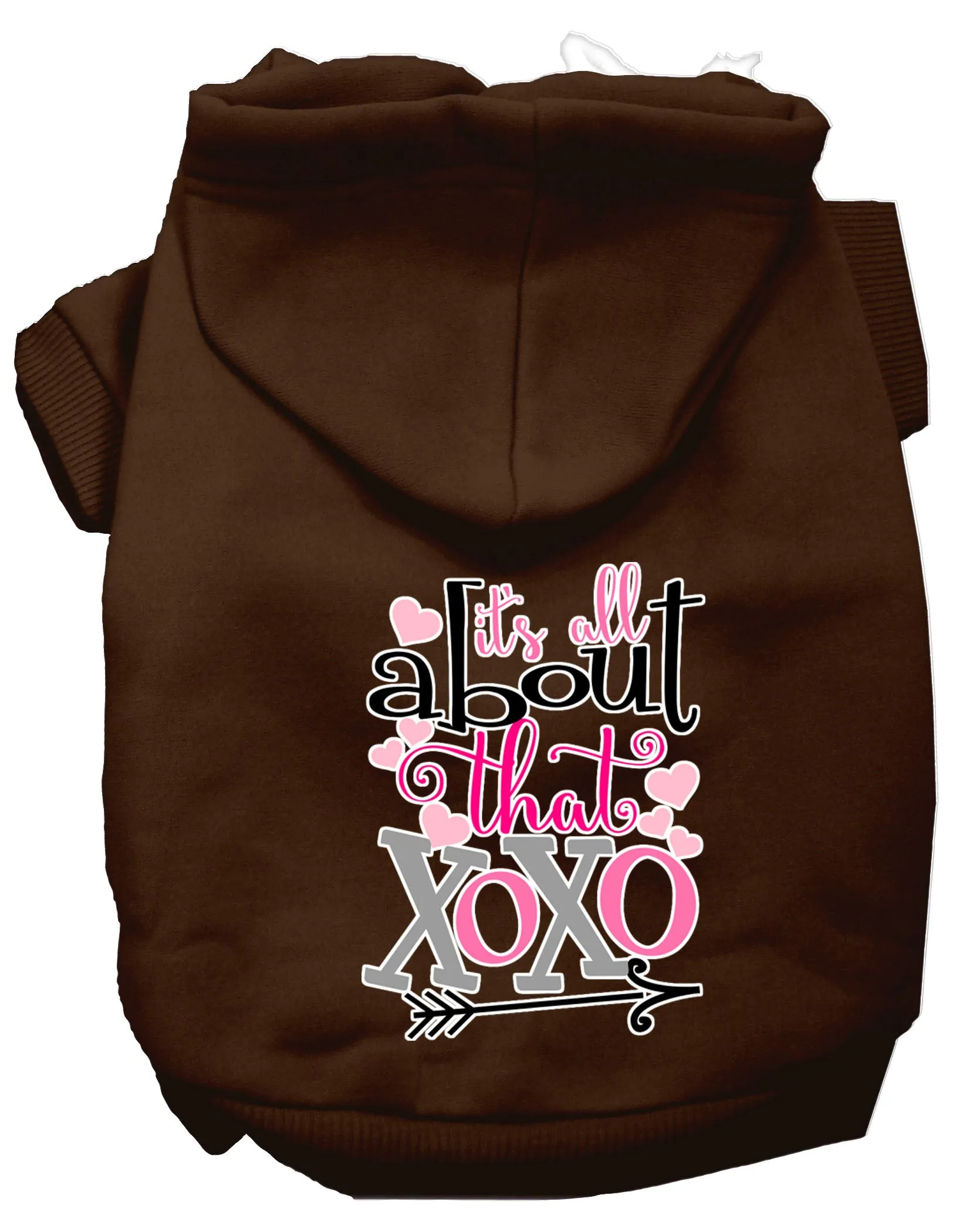 All About That Xoxo Screen Print Dog Hoodie Brown Xl