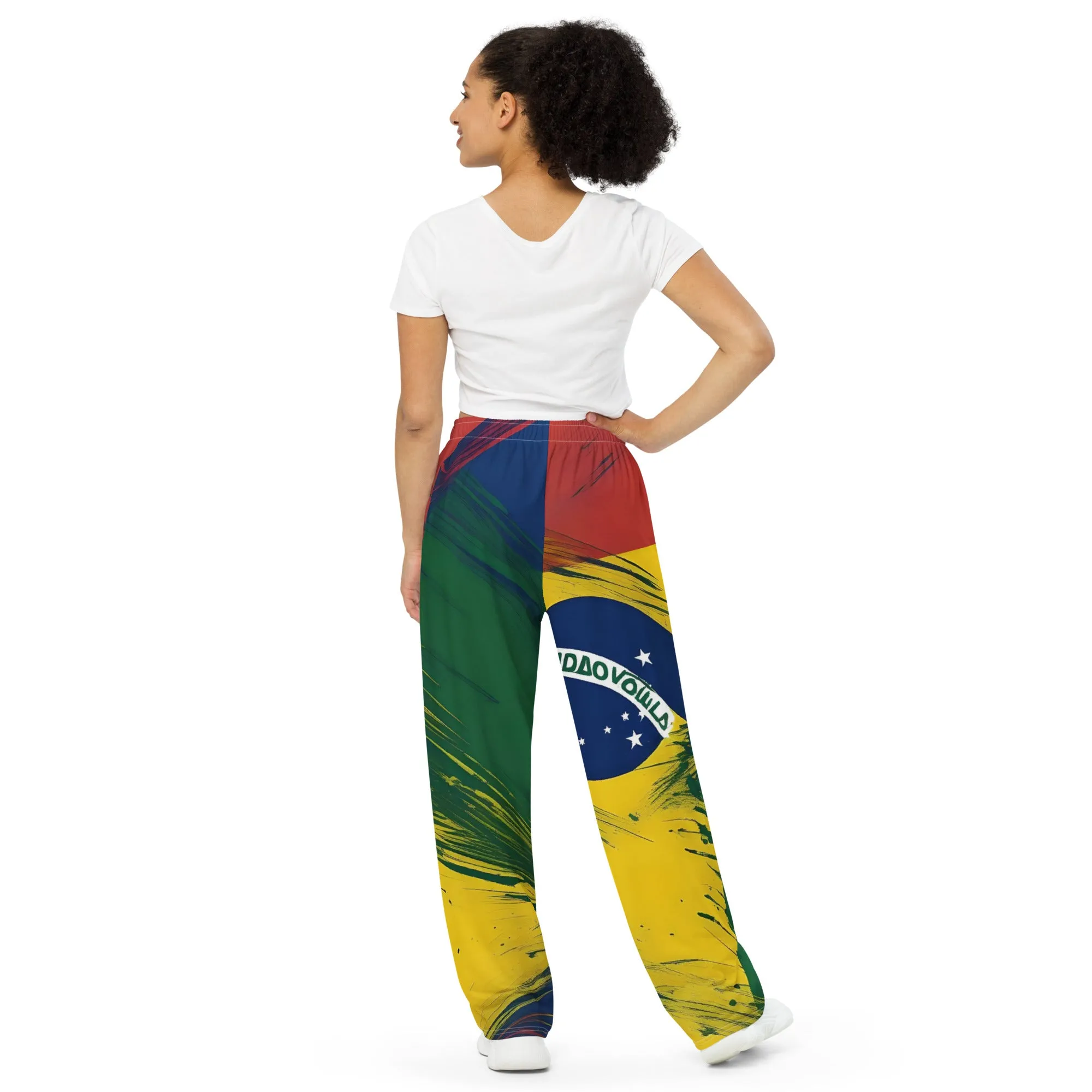 All-over print unisex wide-leg pants / Brasil pants / AI created