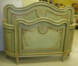 Antique Green French Bed - Queen