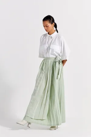 Asymmetric Pleat Skirt Co-ord (Set of 2) - Mint