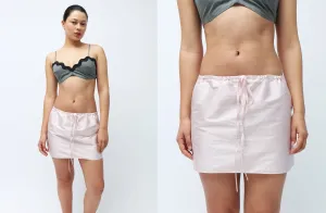 Baby Pink Drawstring Mini Skirt