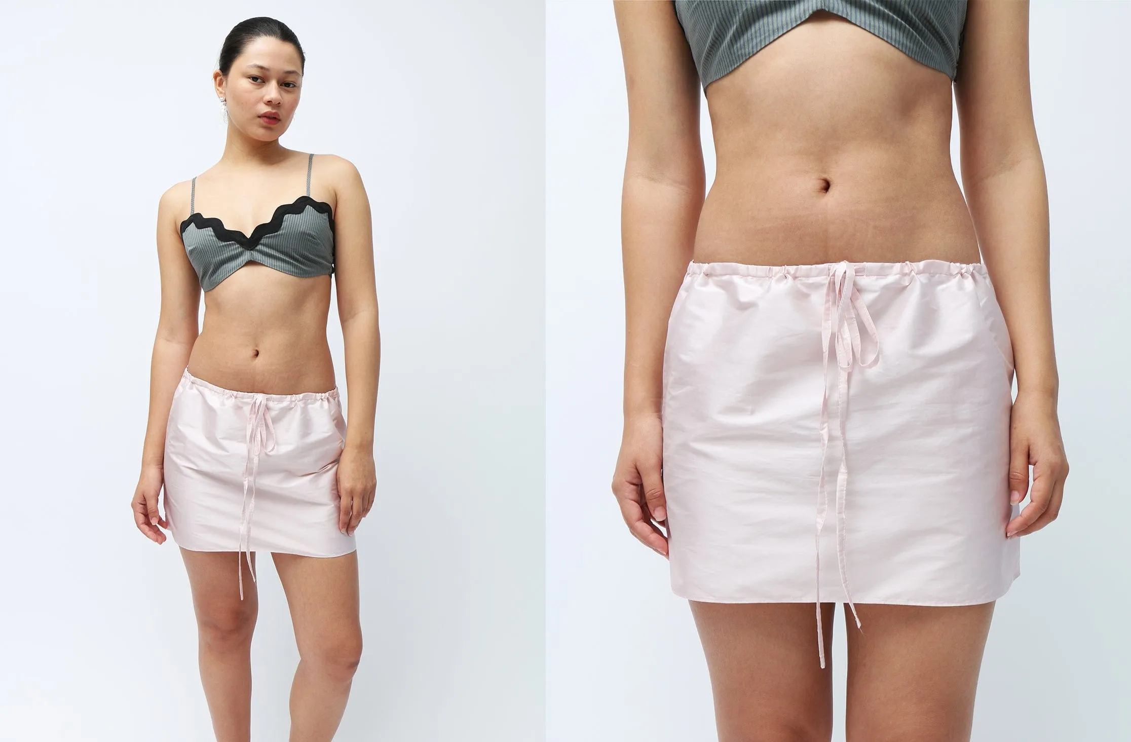 Baby Pink Drawstring Mini Skirt