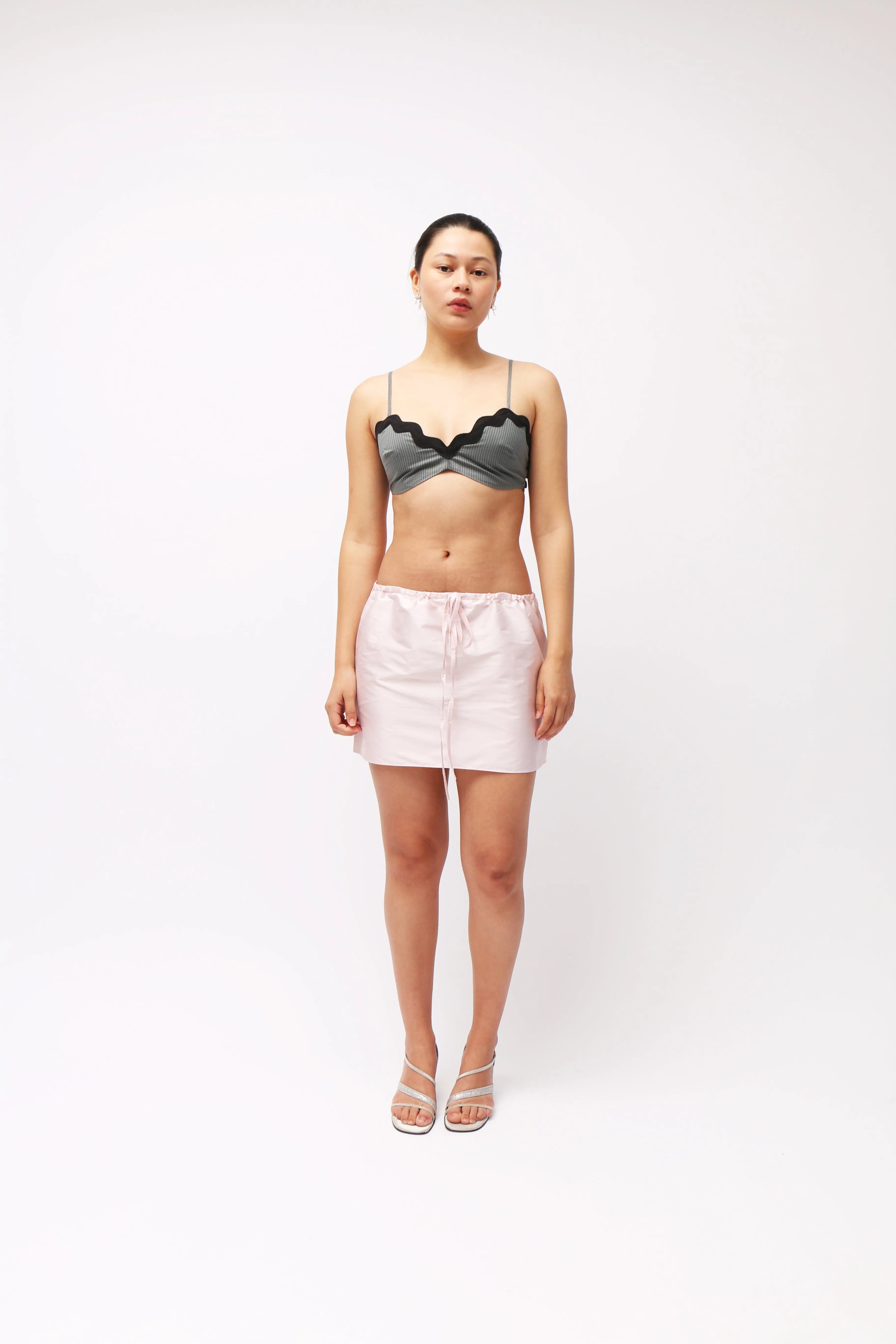 Baby Pink Drawstring Mini Skirt