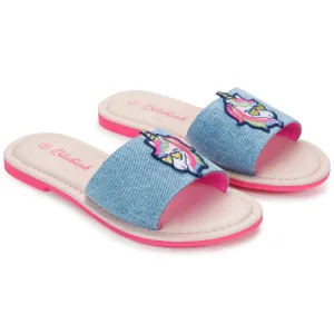 BB Denim Unicorn Patch Slides