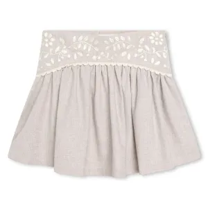 Beige Embroidered Waist Skirt