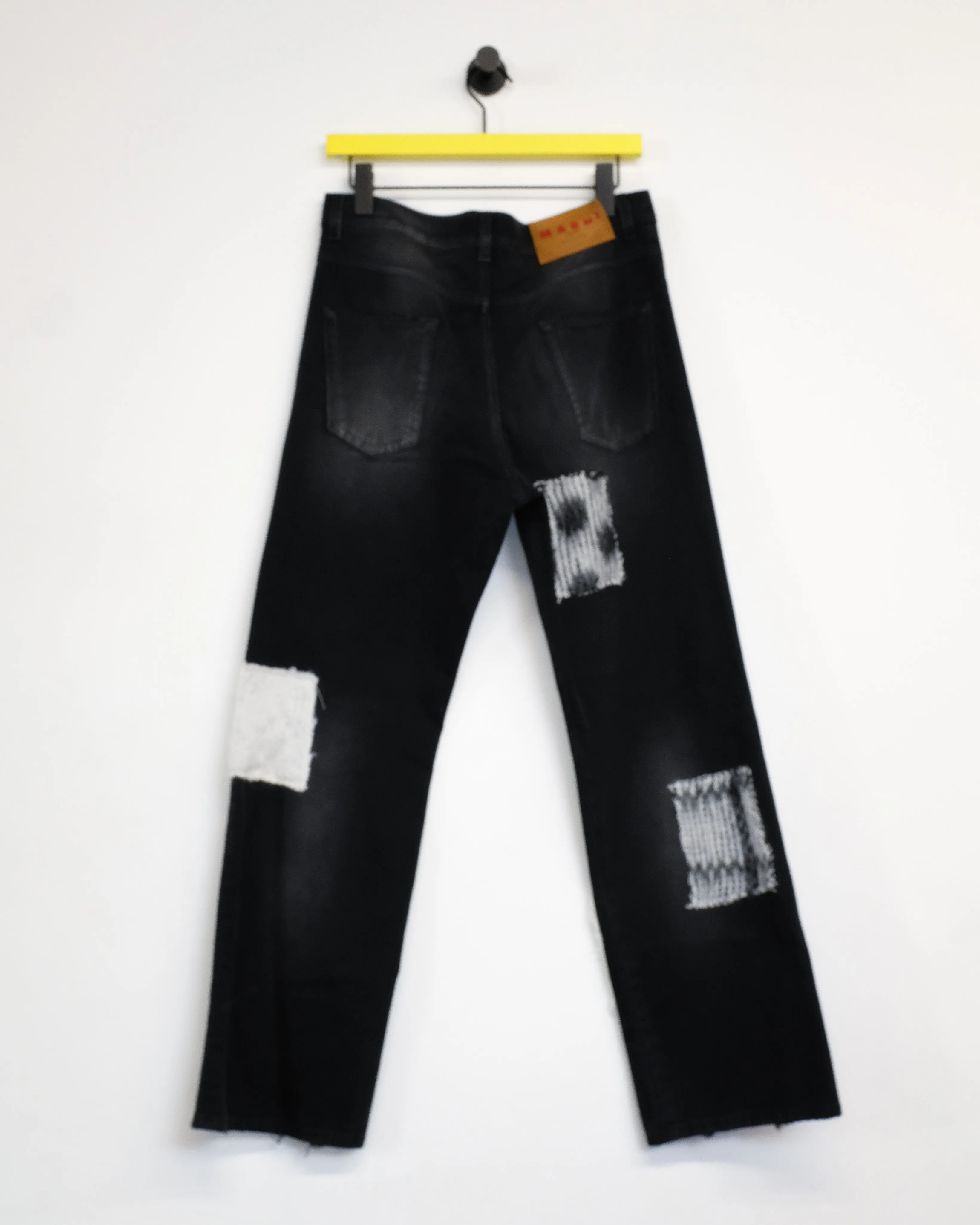 Black Wash Mohair Patch Trousers