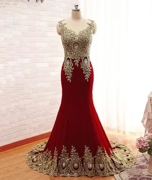 Burgundy Mermaid Beads Lace Appliques Chiffon Long Prom Dress Burgundy Mermaid Formal Dress Evening Dress