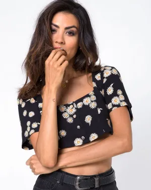 Cavazza Crop Top in Grunge Daisy Floral