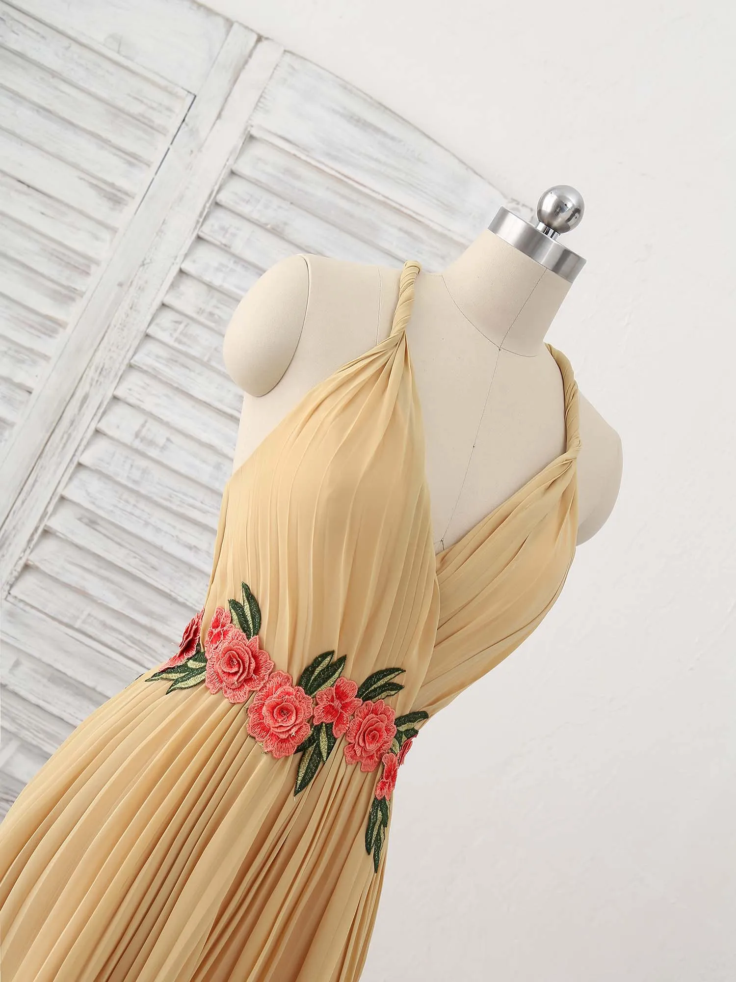 Champagne Chiffon Long Prom Dress Chiffon Evening Dress