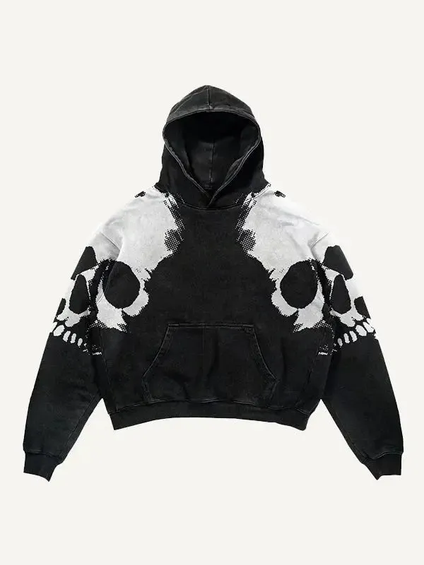 Colorblock Skull Print Pocket 3D Sweater