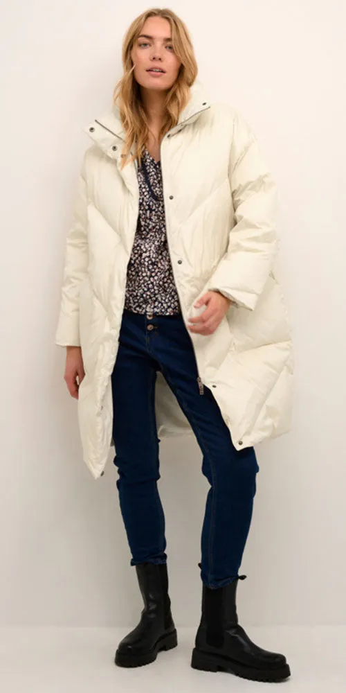 Cream Cocoon Puffer Coat, birch