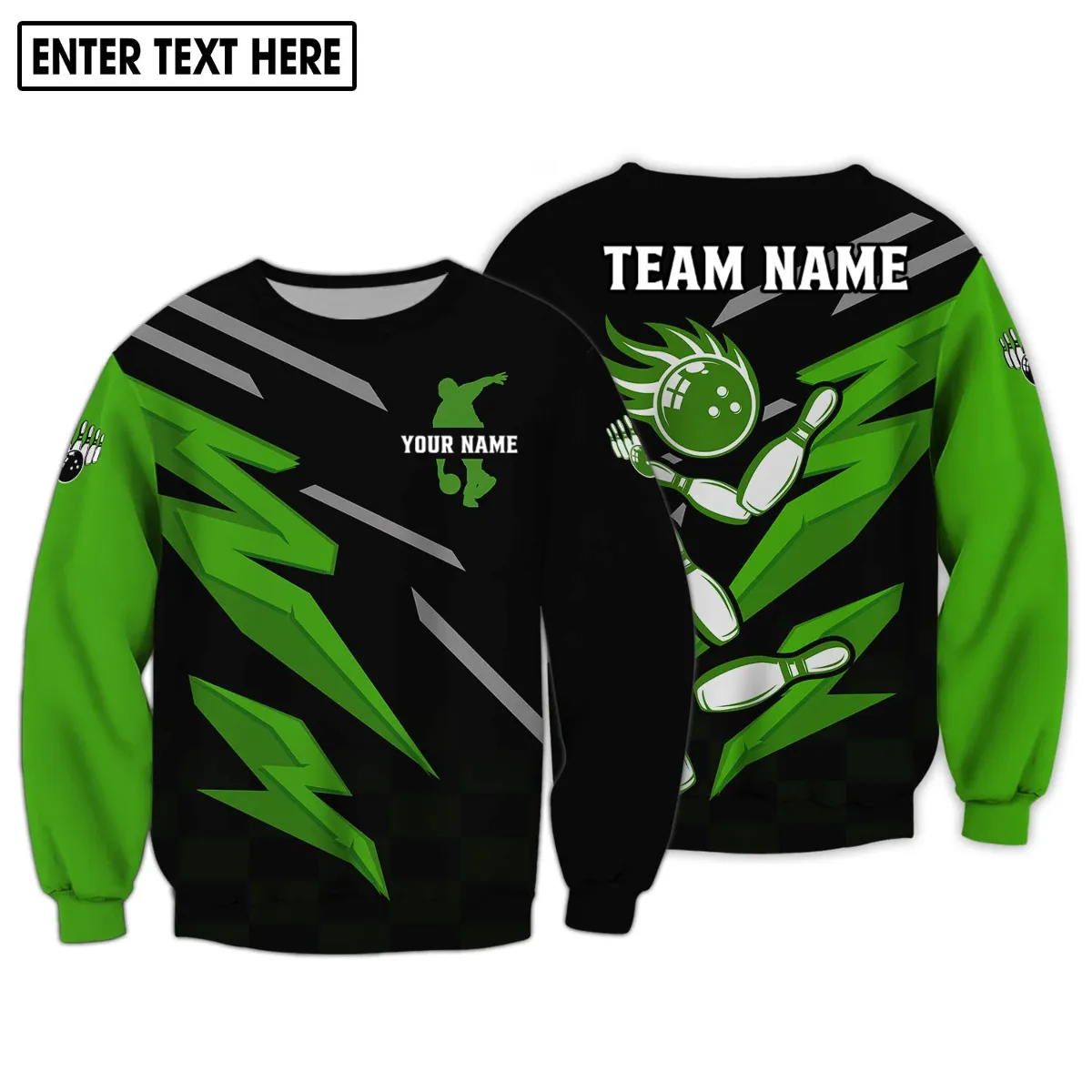 Custom Name And Team Name Green Sweatshirt Bowling Team Shirt, Bowling Lover Gift