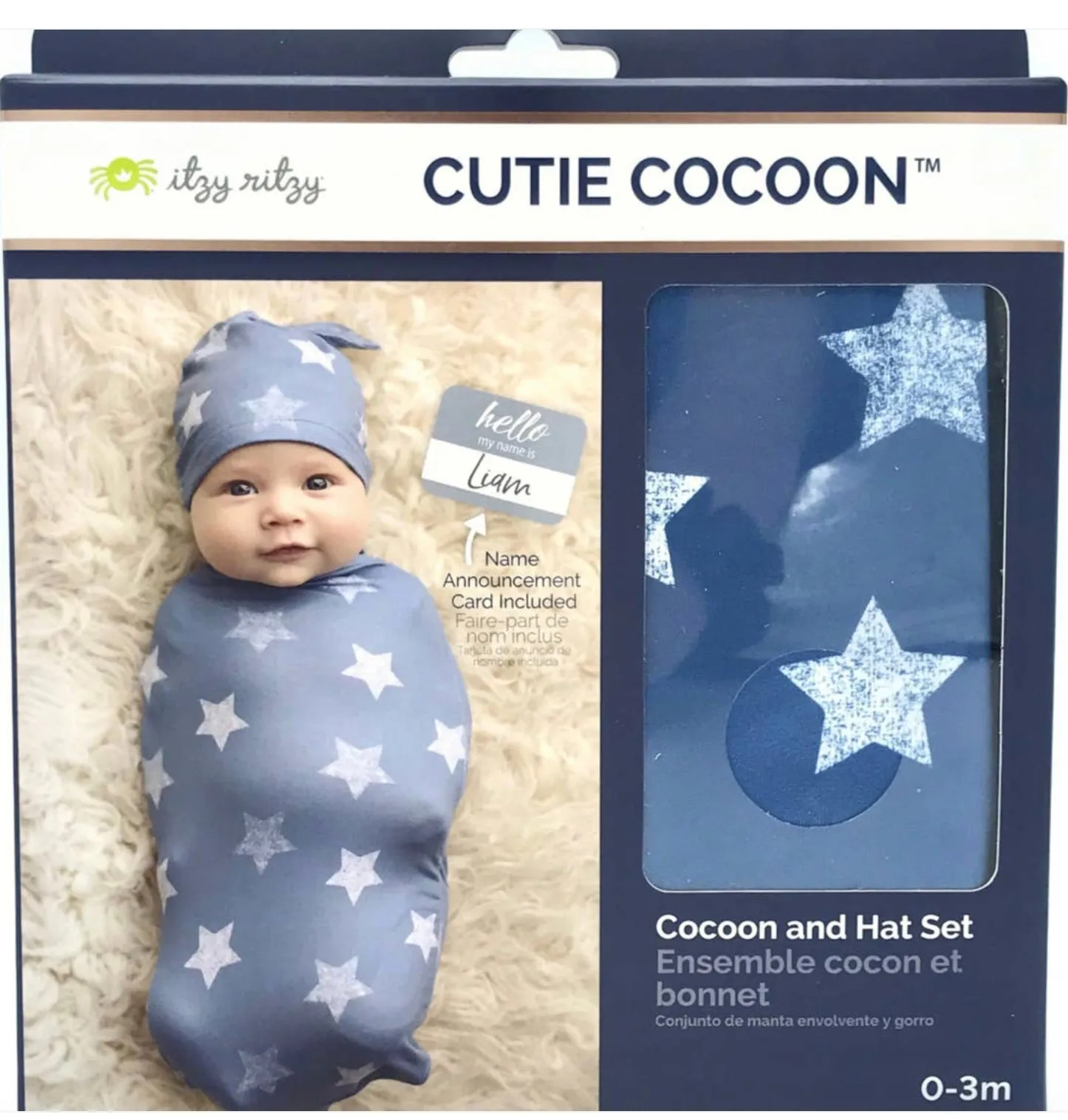 Cutie Cocoon™ Matching Cocoon & Hat Set - Blue Stars