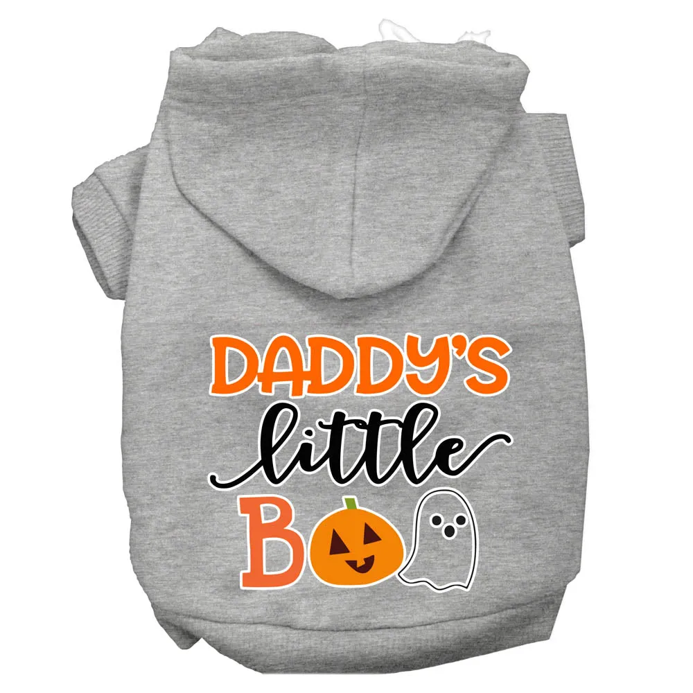 Daddy's Little Boo Screen Print Dog Hoodie Grey Xs