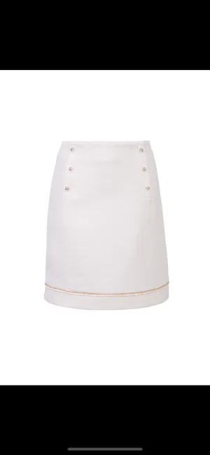 EDWARD ACHOUR - GOLD BUTTONS FRONT DETAILS   MINI CHAIN AT HEM A LINE SKIRT