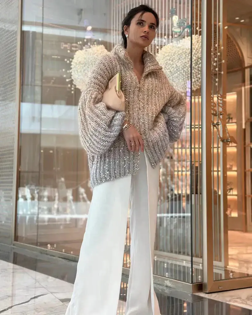 Elegant Sequin Sweater Women