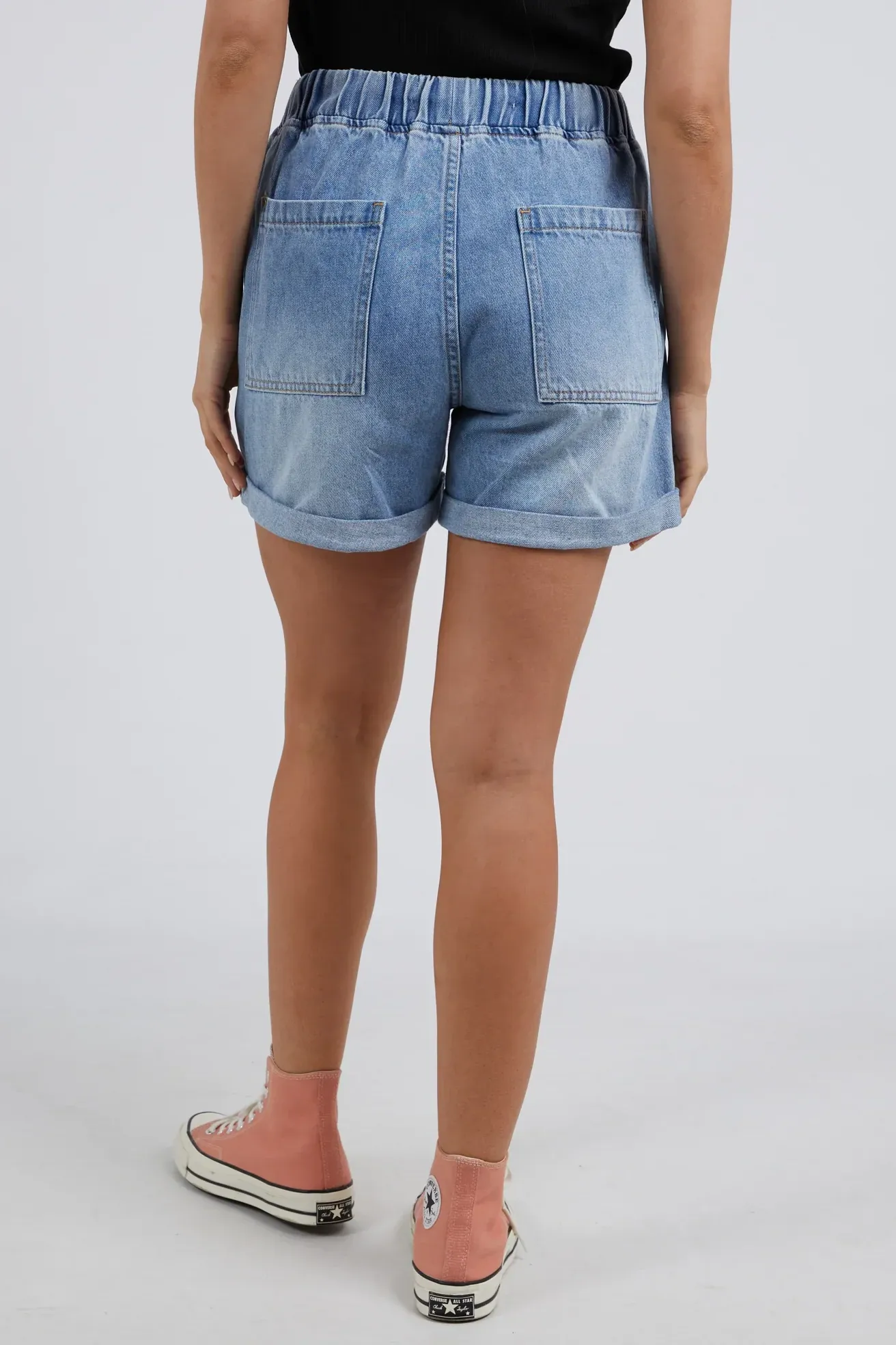 Emma Relaxed Denim Short in Mid Blue Wash