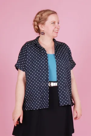 Emma Shirt Navy Spot Linen