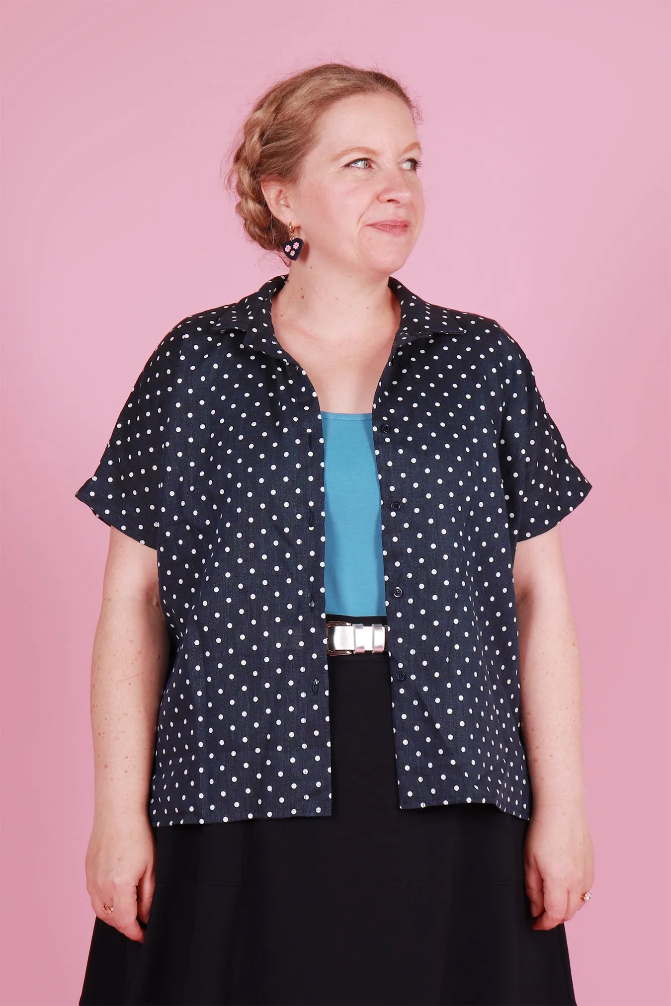 Emma Shirt Navy Spot Linen