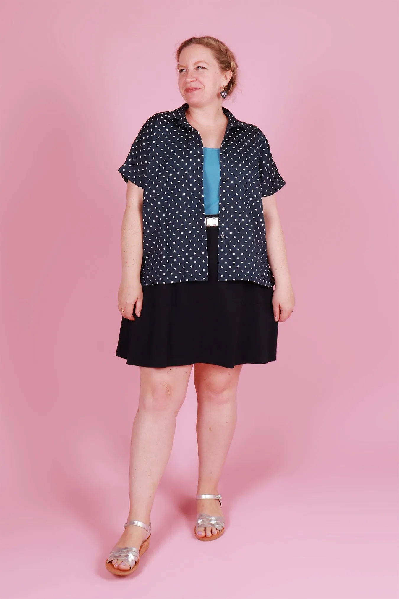 Emma Shirt Navy Spot Linen