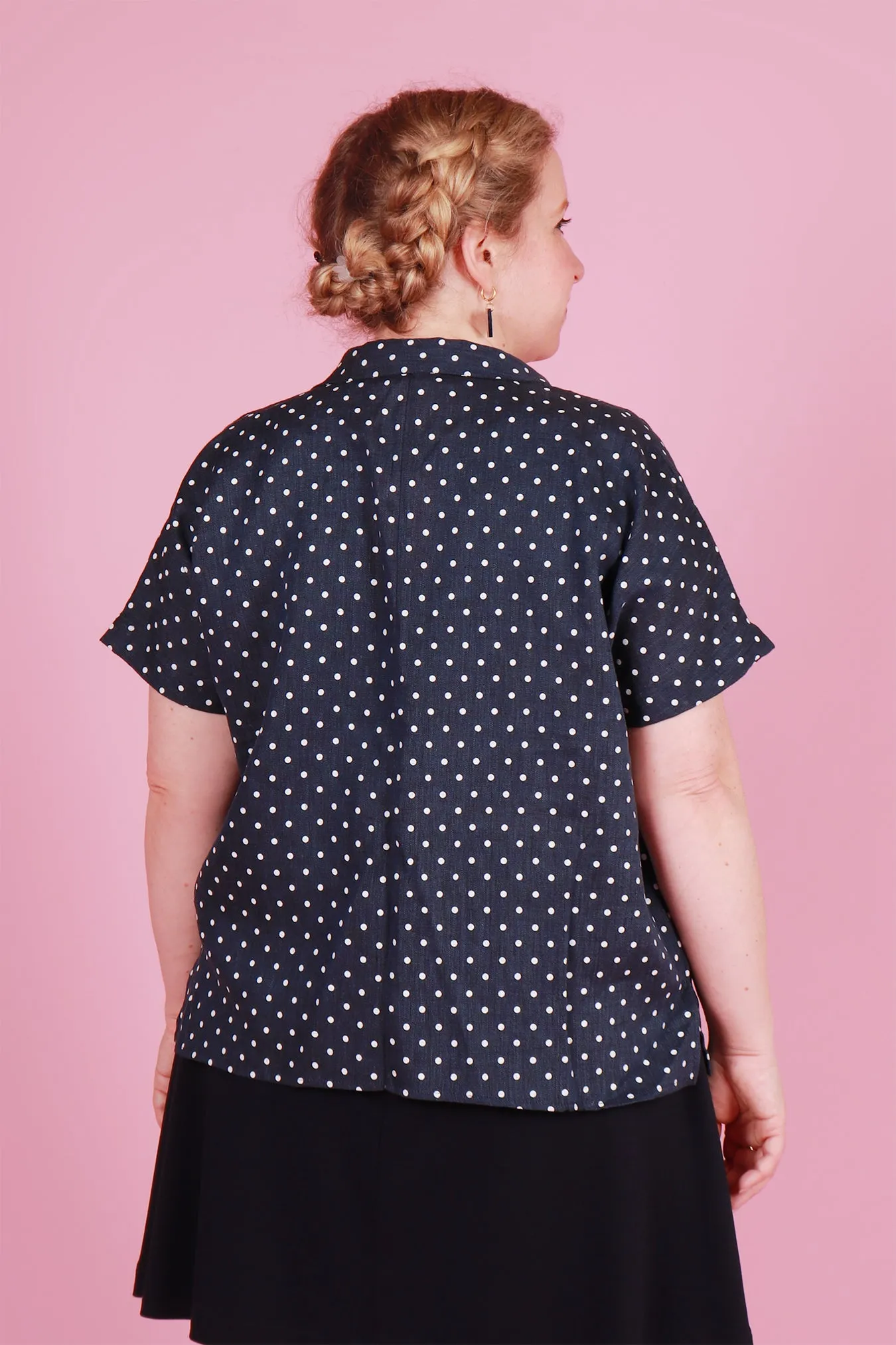 Emma Shirt Navy Spot Linen