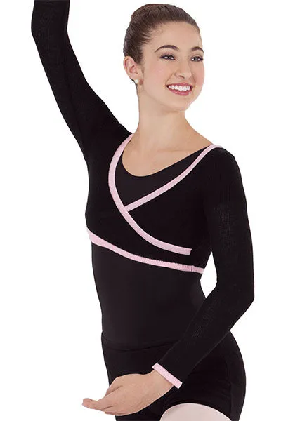 Eurotard 72510 Womens Soft Knit Two Tone Mock Wrap Mini Ballet Sweater