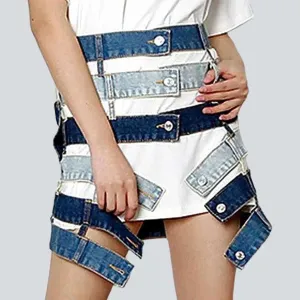 Fashion patchwork denim skirt
 for women