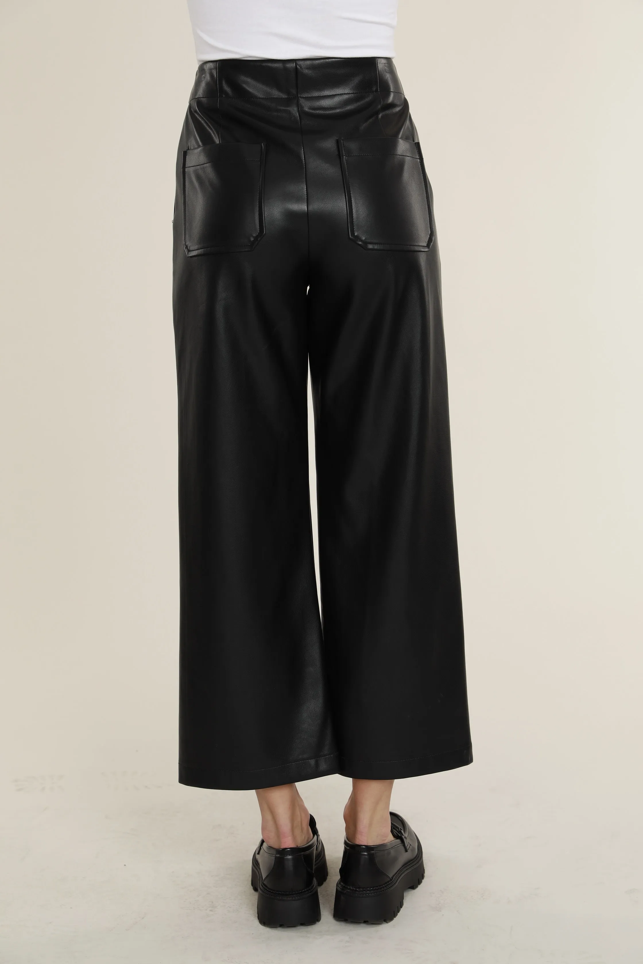 Faux Leather Wide Leg Pants