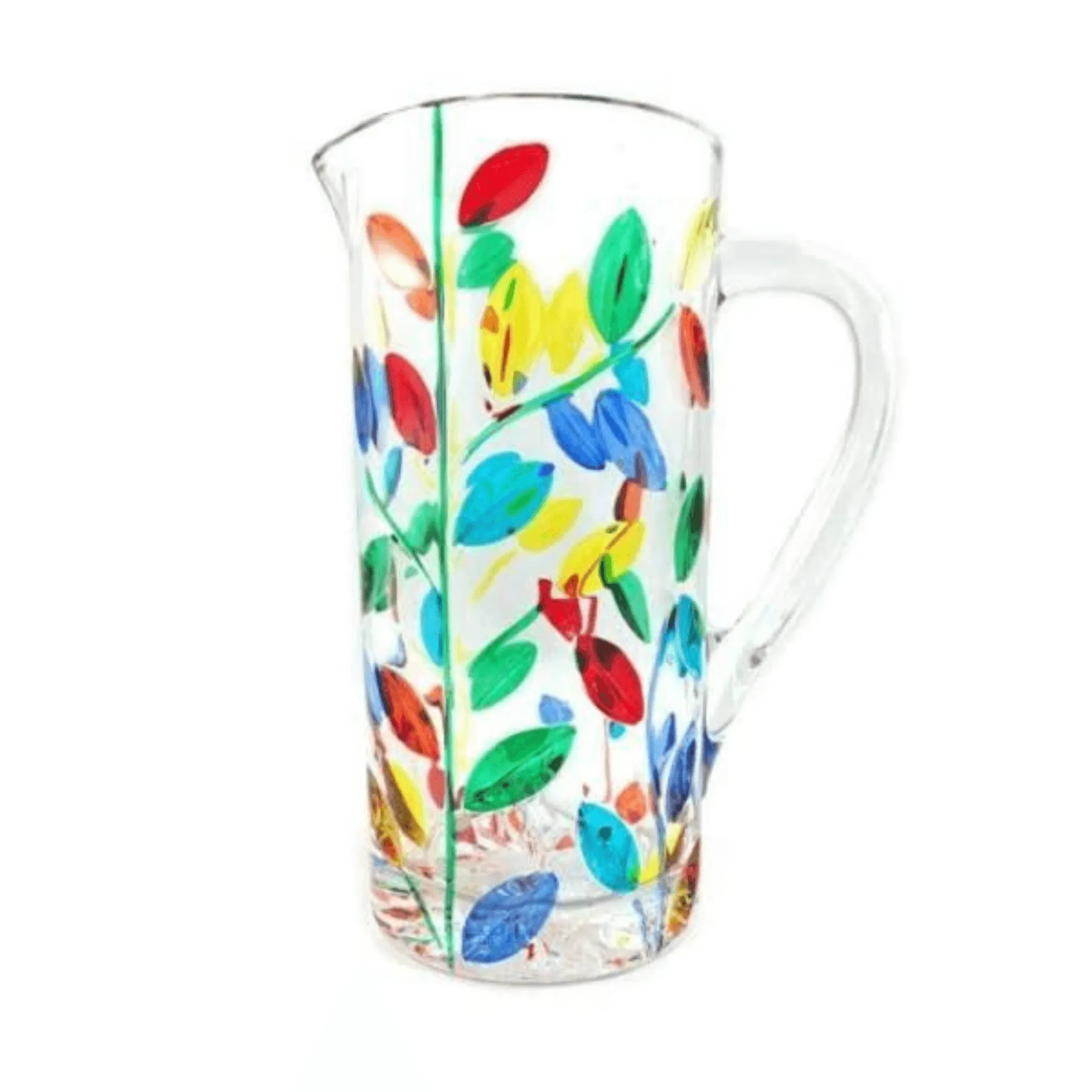 Flowervine Hand-Painted Italian Crystal Drink Pitcher