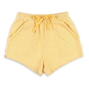 Gameday Check Shrimp Shorts- Gold