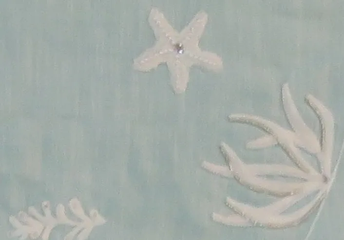 Handmade Christmas Tree Skirt - Seashells on Light Blue Cotton - 60"