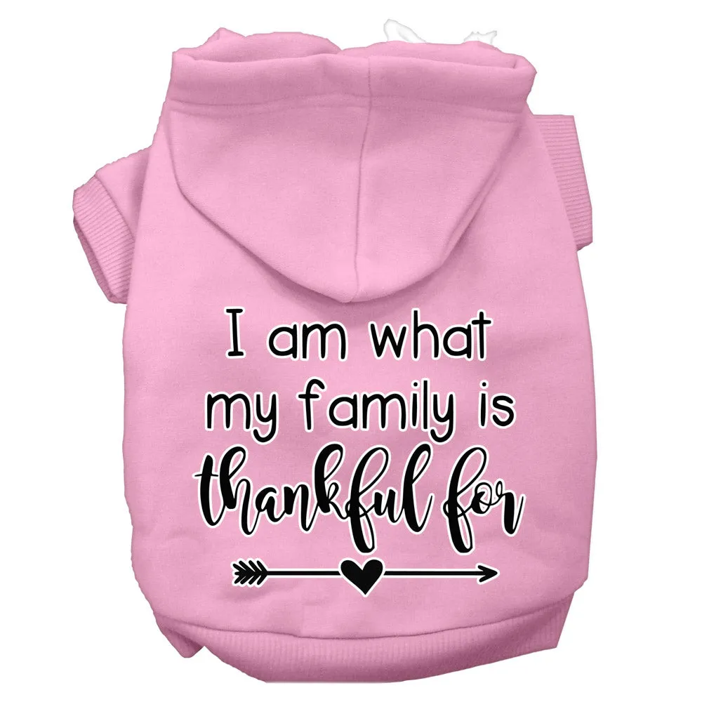 I Am What My Family Is Thankful For Screen Print Dog Hoodie Light Pink Xl