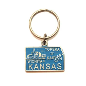 Kansas Keychain - High Quality Thick Metal State Key Ring