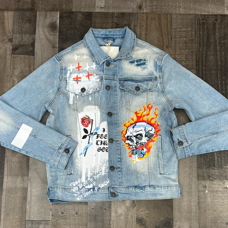 Kloud 9- denim jacket w/skull patch