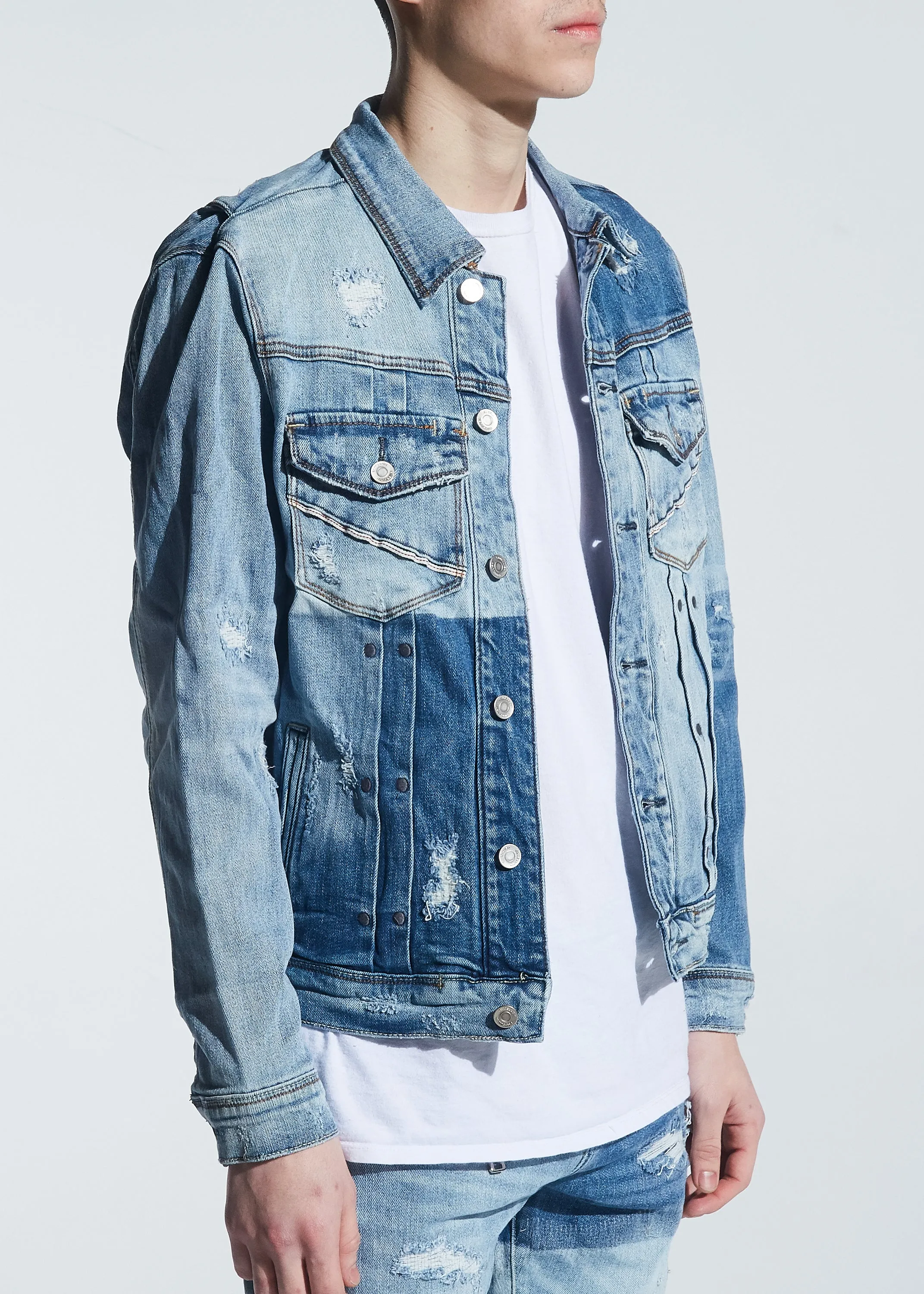 Langford Denim Jacket (Patchwork Light Indigo)