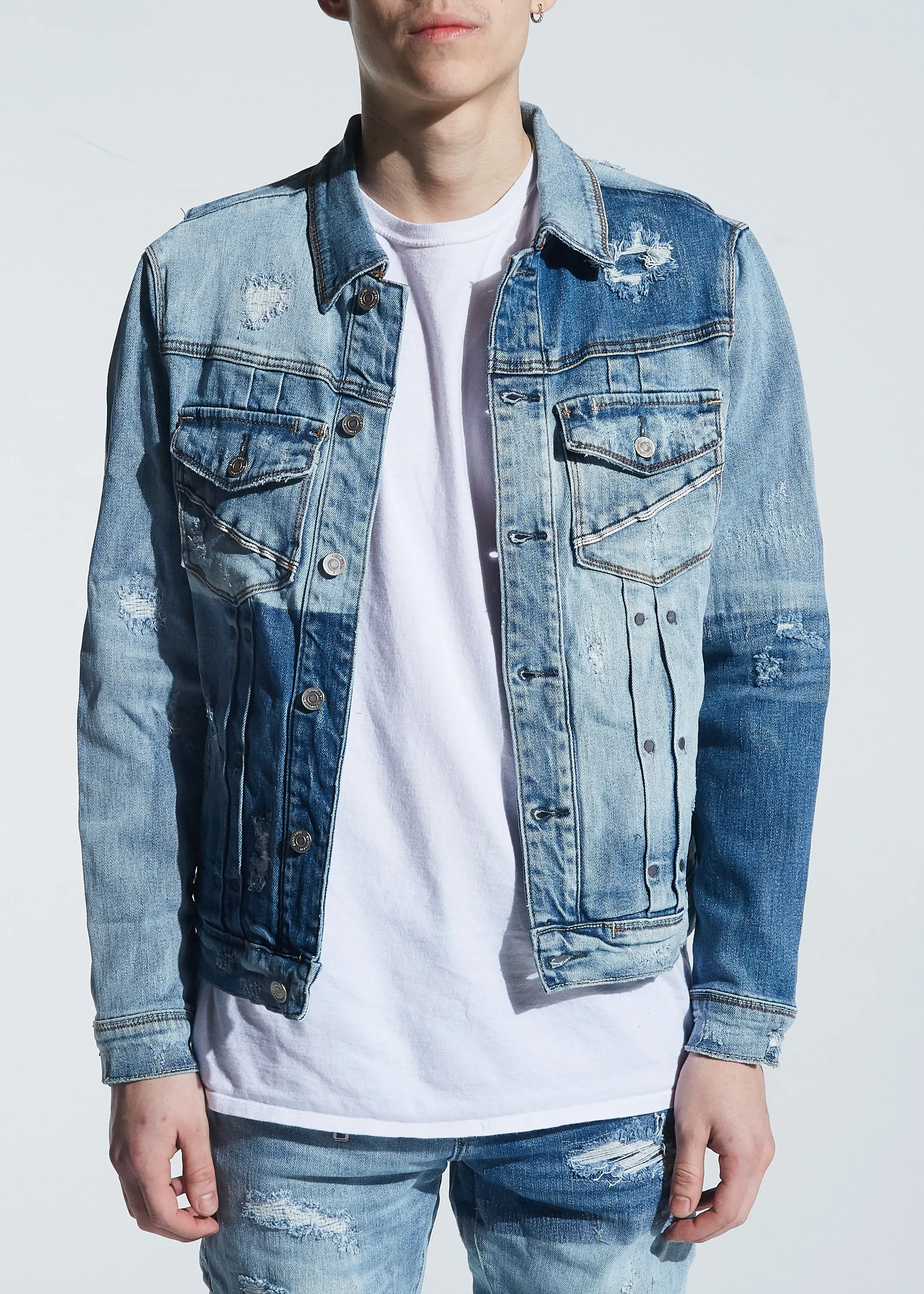 Langford Denim Jacket (Patchwork Light Indigo)